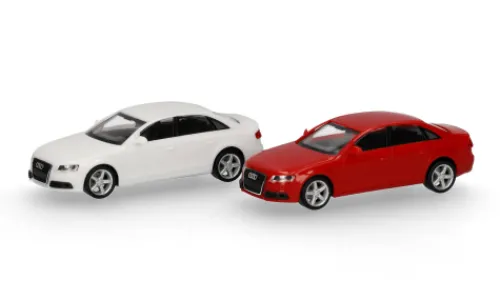 Herpa MiniKit Audi 2er Set: A4, weiss/rot, 2007, 1:87, Clearance