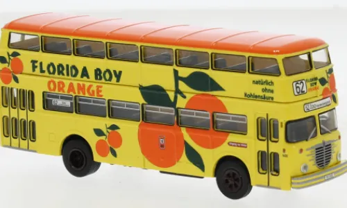 Brekina Büssing D2U Doppeldecker, 1960, BVG - Florida Boy Orange, 1:87,