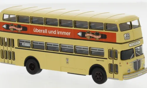 Brekina Büssing D2U Doppeldecker, 1960, BVG - Handelsgold, 1:87, Best