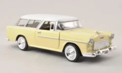 Motormax Chevrolet Bel Air Nomad, hellgelb/weiss, 1955, 1:24, Hot