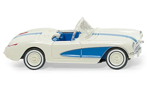 Wiking Chevrolet Corvette (C1) Convertible, weiss/blau, 1953, 1:87, Clearance