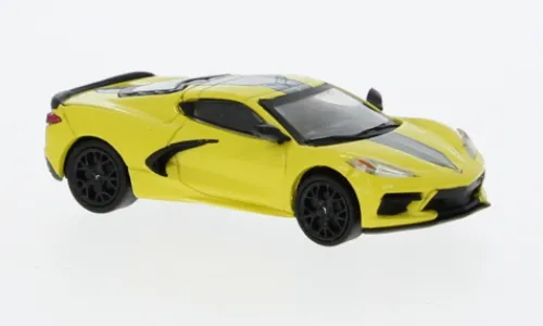 PCX87 Chevrolet Corvette (C8) Stingray, hellgelb/schwarz, 2020, 1:87, New