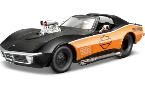 Maisto Chevrolet Corvette, schwarz/orange, 1970, Harley-Davidson, 1:24, New