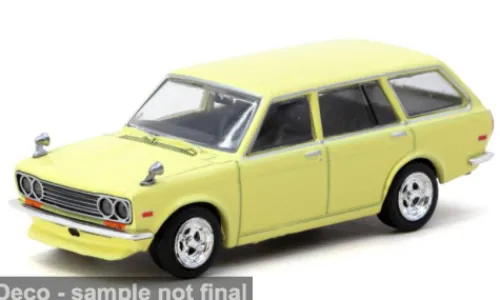 Tarmac Works Datsun 510 Bluebird Wagon, gelb, 1973, 1:64, Clearance