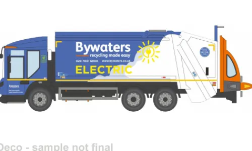 Oxford Dennis Eagle, blau, Refuse Truck Bywaters, 1:76, Clearance