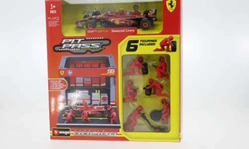 Bburago Ferrari SF-24 + Pitbox Set, 2024, #55, C.Sainz, 1:43, Best