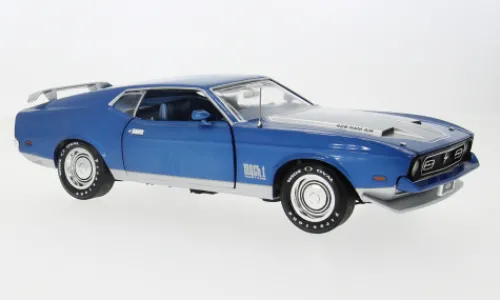 Auto World Ford Mustang Mach 1, blau, 1971, 1:18,