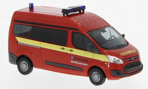 Busch Ford Transit Custom Bus Hochdach, 2012, Werkfeuerwehr Aurubis, 1:87, New