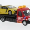 Bburago Iveco Daily Transporter, rot/gelb, 1:43,