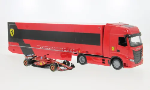 Bburago Iveco S-Way 570, rot, Formel 1, Ferrari, #16, C.Leclerc, 1:43, Outlet
