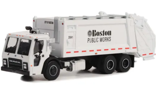 Greenlight Mack LR Rear Loader Refuse Truck, 2020, Boston Public Works, 1:64, Hot