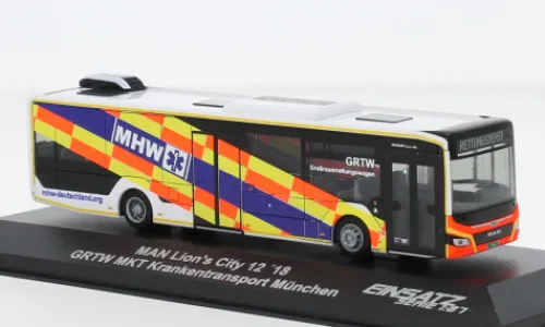 Rietze MAN Lion s City 12, 2018, GRTW MKT Krankentransport München, 1:87, Online