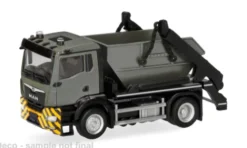 Herpa MAN TGS NN Meiller Absetzkipper AK12, dunkelgrau/gelb, 1:87, Hot