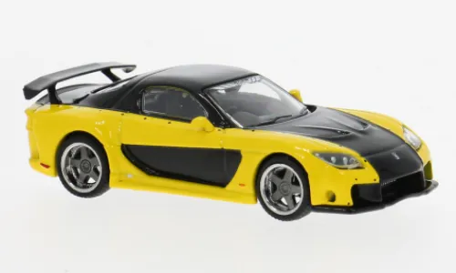 Tarmac Works Mazda RX-7, gelb/schwarz, 1:64, Clearance