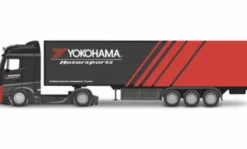 Bburago Mercedes Actros Gigaspace, schwarz/rot, Yokohama Motorsports, 1:43, Hot