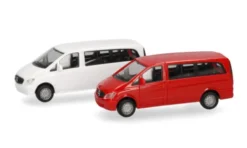Herpa MiniKit Mercedes 2er Set: Vito Bus (W639), weiss/rot, 2010, 1:87, Hot
