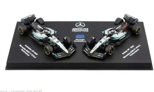 Bburago Mercedes 2er Set: W16, Formel 1, 2025, Mercedes AMG Petronas F1 Team, #63, G.Russell, 1:64, Online