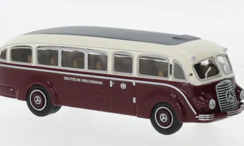 Brekina Mercedes LO 3500, dunkelrot/weiss, 1936, Deutsche Reichsbahn, 1:87, Discount