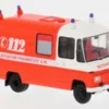 Brekina Mercedes L 508 RTW FW Frankfurt, rot/weiss, 1970, Feuerwehr Frankfurt, 1:87, Clearance
