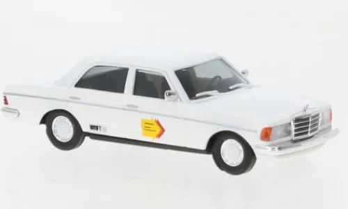Busch Mercedes W123 Limousine, weiss, 1977, Methanol Benzin Antrieb 1979, 1:87, Hot