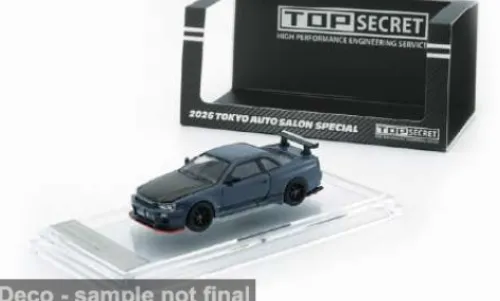 BM Creations Nissan Top Secret BNR34 (TAS JP26), dunkelblau/carbon, 1:64, Online