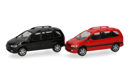 Herpa MiniKit Opel 2er Set: Zafira, schwarz/rot, 1:87,