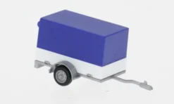 Herpa - PKW Planenanhänger 1achs, blau/weiss, 1:87, Hot