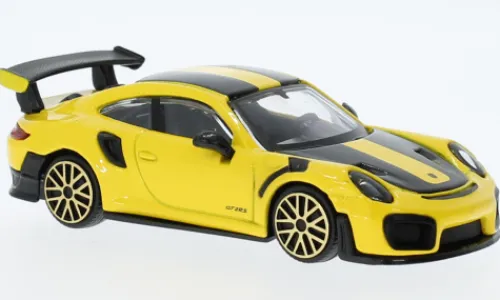 Bburago Porsche 911 GT2 RS, gelb/schwarz, 1:43, Best