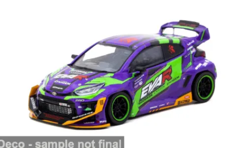 Tarmac Works Toyota Yaris GR, violett/grün, 2025, EVA Racing, 1:43, New