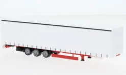Herpa - Volumengardinenplanenauflieger 15m, weiss/rot, 1:87, Hot