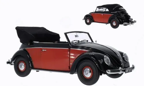 Sun Star VW Käfer Cabriolet, schwarz/rot, 1949, 1:12, Best