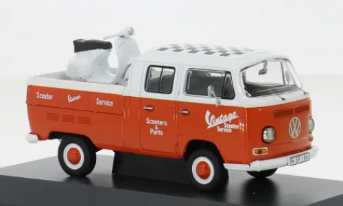 Schuco VW T2 Doppelkabine, Vintage Scooter Parts, 1:43, Outlet