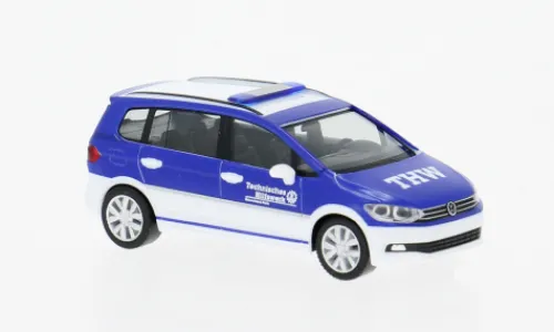 Herpa VW Touran, blau/weiss, THW Fürth, 1:87, Discount